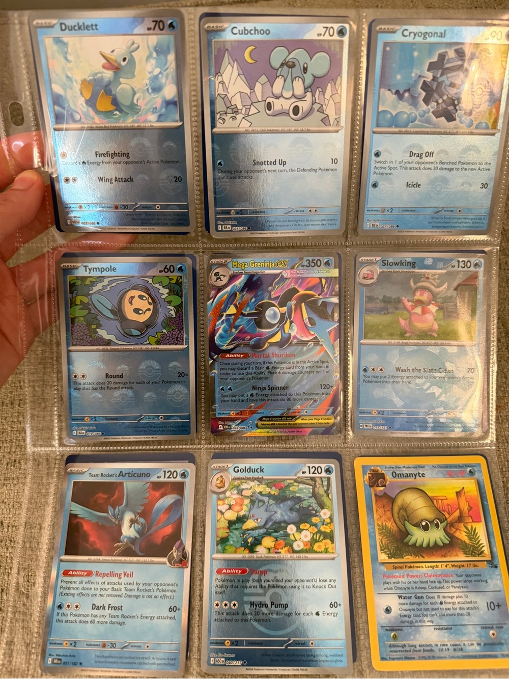 Pokemon Blue Water-Type Card Lot with Holo Accent